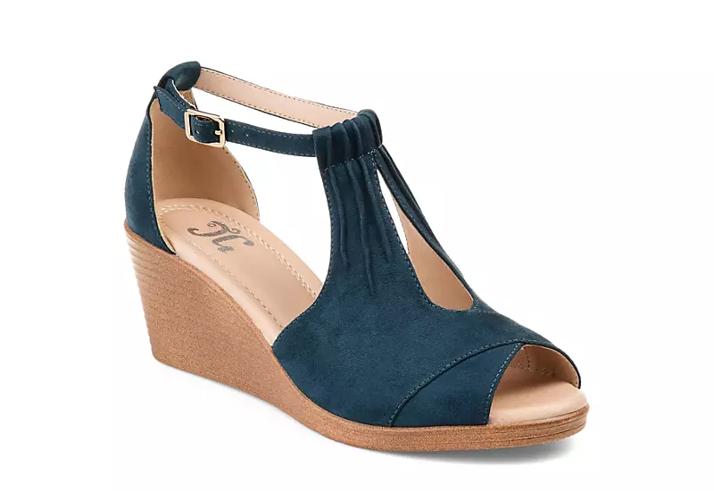 Journee Collection Womens Kedzie Wedge Sandal - Blue