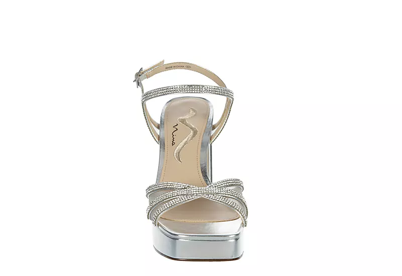 N By Nina Womens Sevyn Platform Sandal - Silver - Image 3
