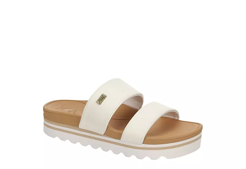 Reef Womens Banded Horizon Hi Slide Sandal - White