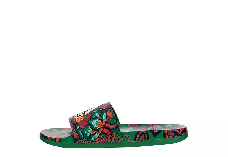Adidas Womens Adilette Comfort Slide Sandal - Green - Image 4