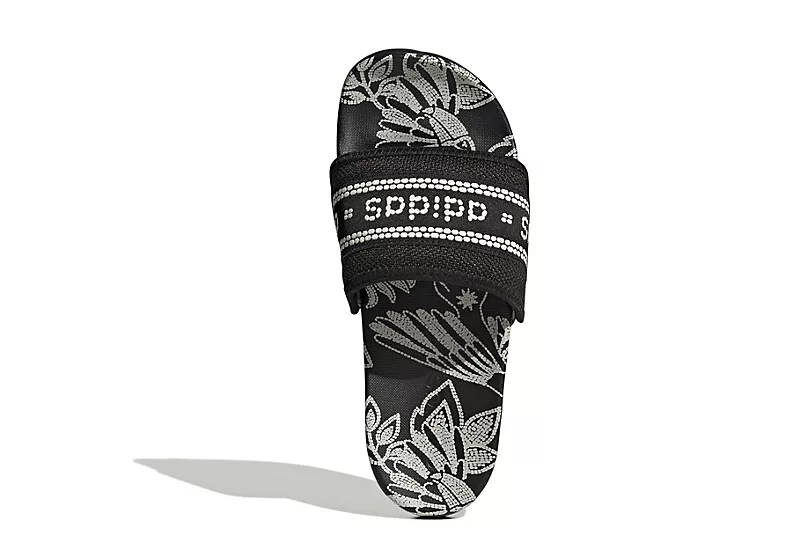 Adidas Womens Adilette Comfort Slide Sandal - Black - Image 4