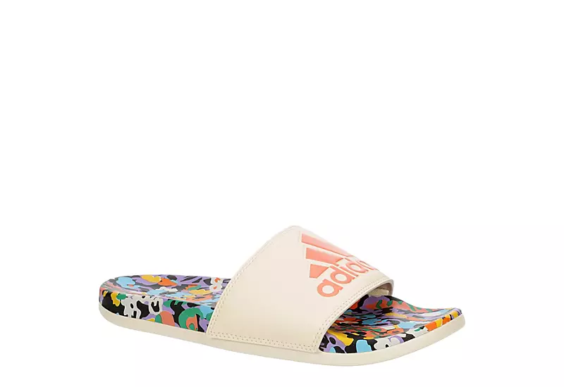 Adidas Womens Adilette Comfort Slide Sandal - Off White