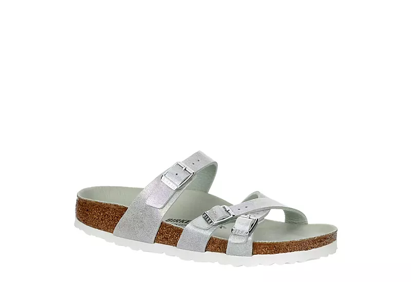 Birkenstock Womens Franca Vegan Footbed Sandal - Silver