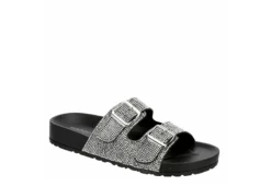 Madden Girl Womens Teddy Footbed Slide Sandal - Black
