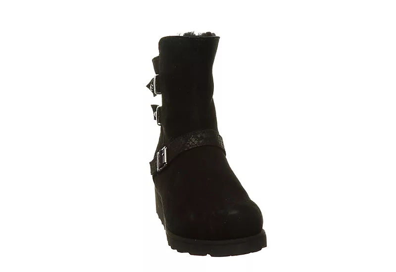 Bearpaw Womens Lucy Fur Wedge Boot - Black - Image 3