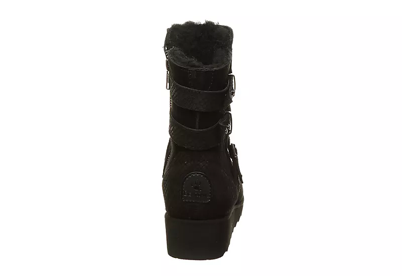 Bearpaw Womens Lucy Fur Wedge Boot - Black - Image 5