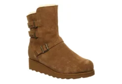 Bearpaw Womens Lucy Fur Wedge Boot - Tan