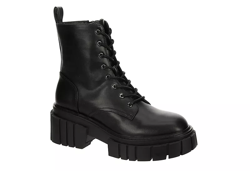 Madden Girl Womens Philly Lace Up Boot - Black