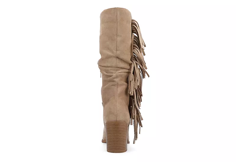 Journee Collection Womens Hartly Fringed Wide Calf Dress Boot - Taupe - Image 5